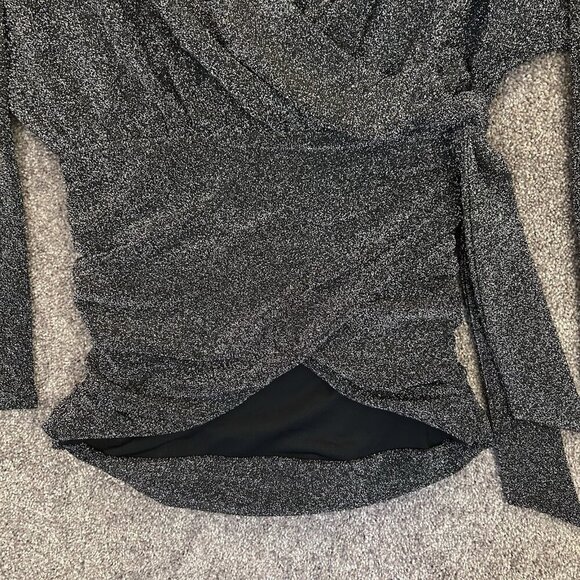 Express Womens Relaxed Metallic V-Neck Surplice Tie Waist Top Size S NWT $68 - Picture 12 of 16